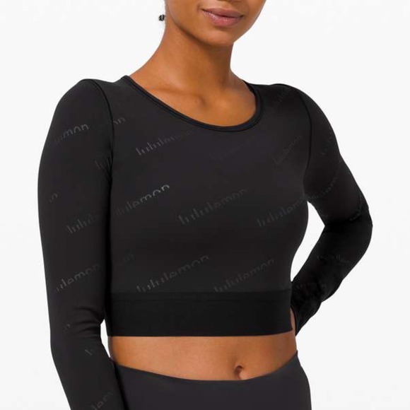 lululemon athletica Tops - Lululemon Wunder Train Cropped Long Sleeve Special Edition Black Size 6 Gym